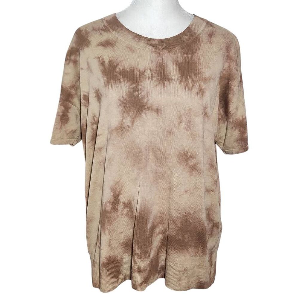 Banana Republic Tan Dyed Short Sleeve Knit Top Size Large Brown Dyed Sweater